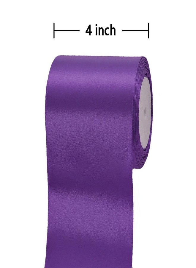 زويو شريط ساتان بنفسجي من زويو، مقاس 4 بوصات × 24 ياردة، مثالي لصنع الأقواس وتغليف الهدايا وتزيين حفلات الزفاف وأعياد الميلاد. - Image 2